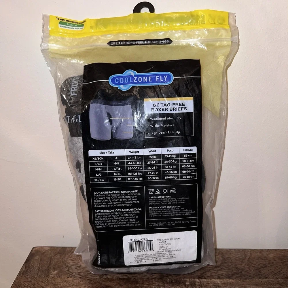 NWT‎ Fruit Of The Loom Boys 5pk Boxer Briefs Coolzone Fly - Size M (10-12)